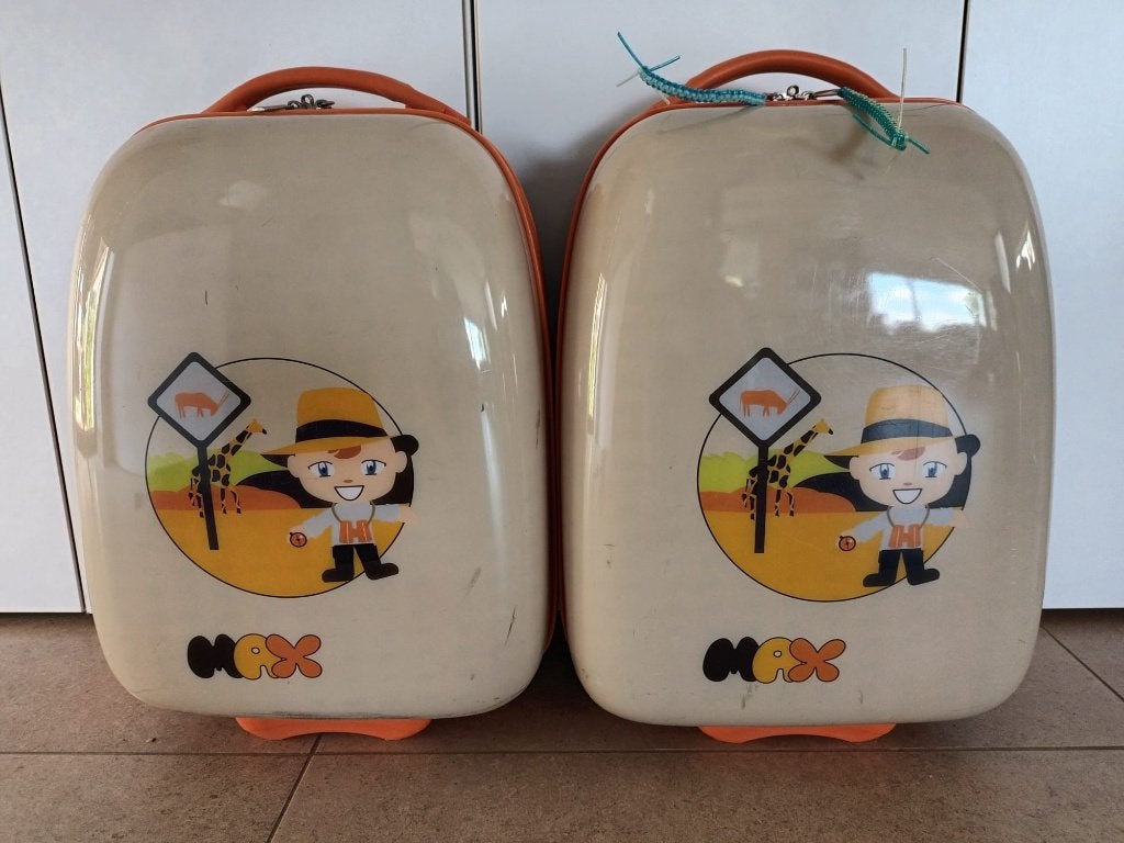 Kindertrolley reiskoffer 2 stuks, Bijoux, Sacs & Beauté, Valises, Utilisé, Plastique dur, Moins de 50 cm, Moins de 35 cm, Poignée extensible