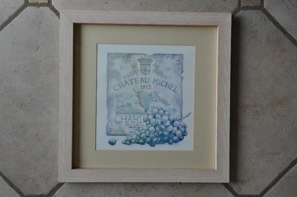 Print in Kader : CHATEAU MICHEL 1912 CHARDONNAY, Huis en Inrichting, Ophalen of Verzenden, Print