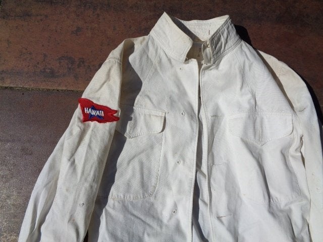 Zoldervondst WO2 , US Navy white canvas jacket, Verzamelen, Ophalen of Verzenden, Marine, Kleding of Schoenen