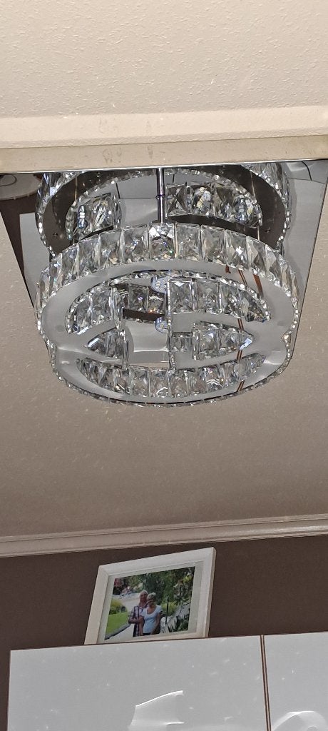 Kristallen plafondlamp, Huis en Inrichting, Lampen | Plafondlampen, Ophalen, Zo goed als nieuw, Glas, Plafondlamp