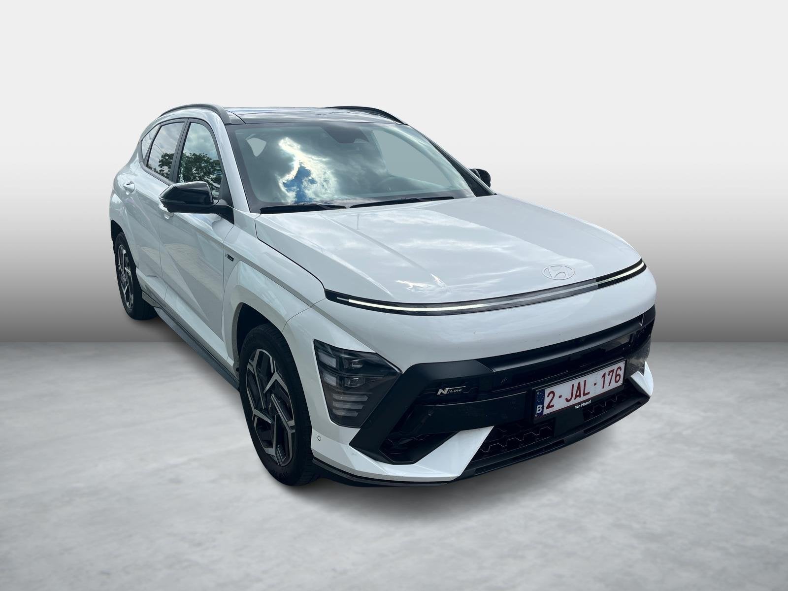 Hyundai Kona 1.6 GDi Hybrid Shine N-Line Sensation 6-DCT Gar, Auto's, Hyundai, Stof, 4 cilinders, 1600 cc, Wit