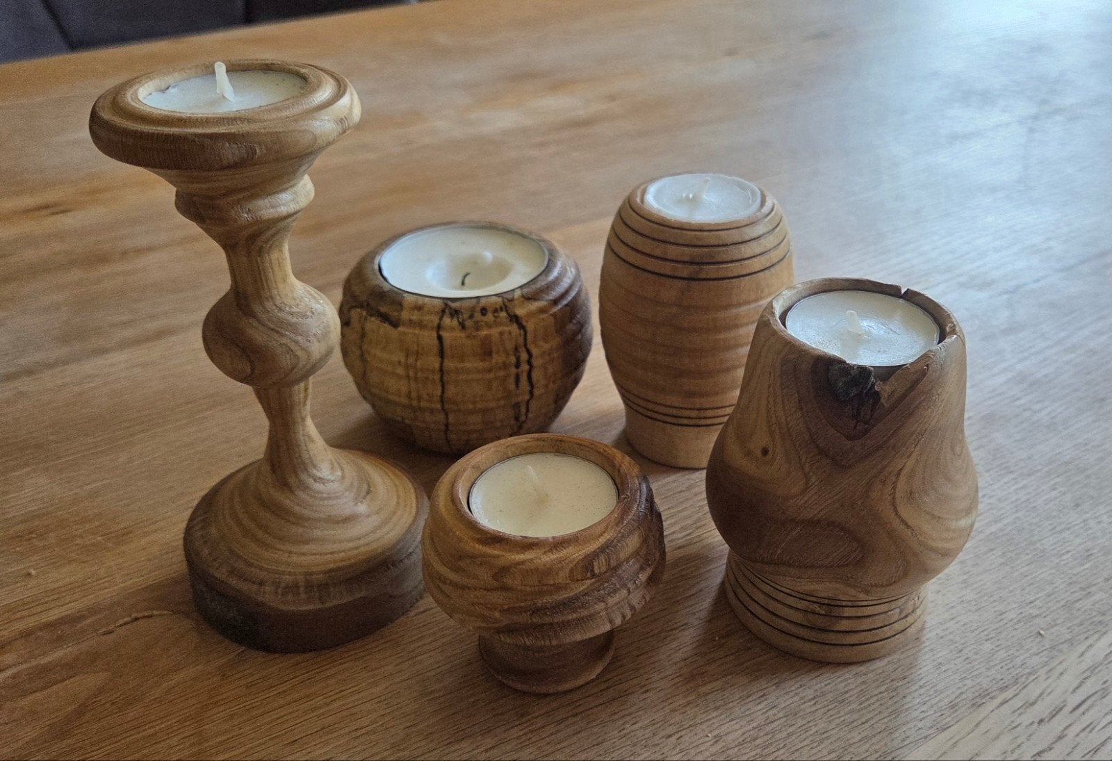 5 bougeoirs en bois, Enlèvement ou Envoi, Bois