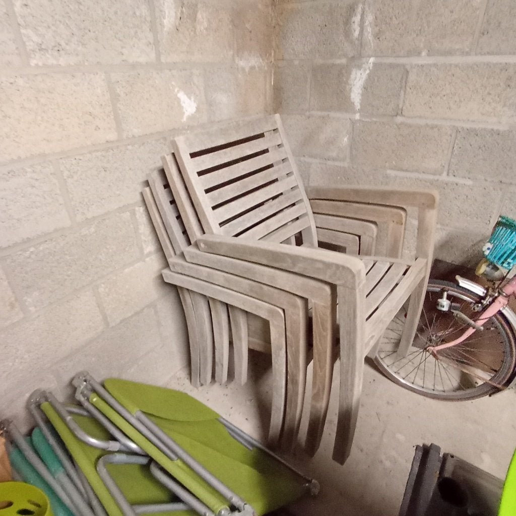 Teakstoelen buiten, Ophalen, Zo goed als nieuw, Hout, Stapelbaar