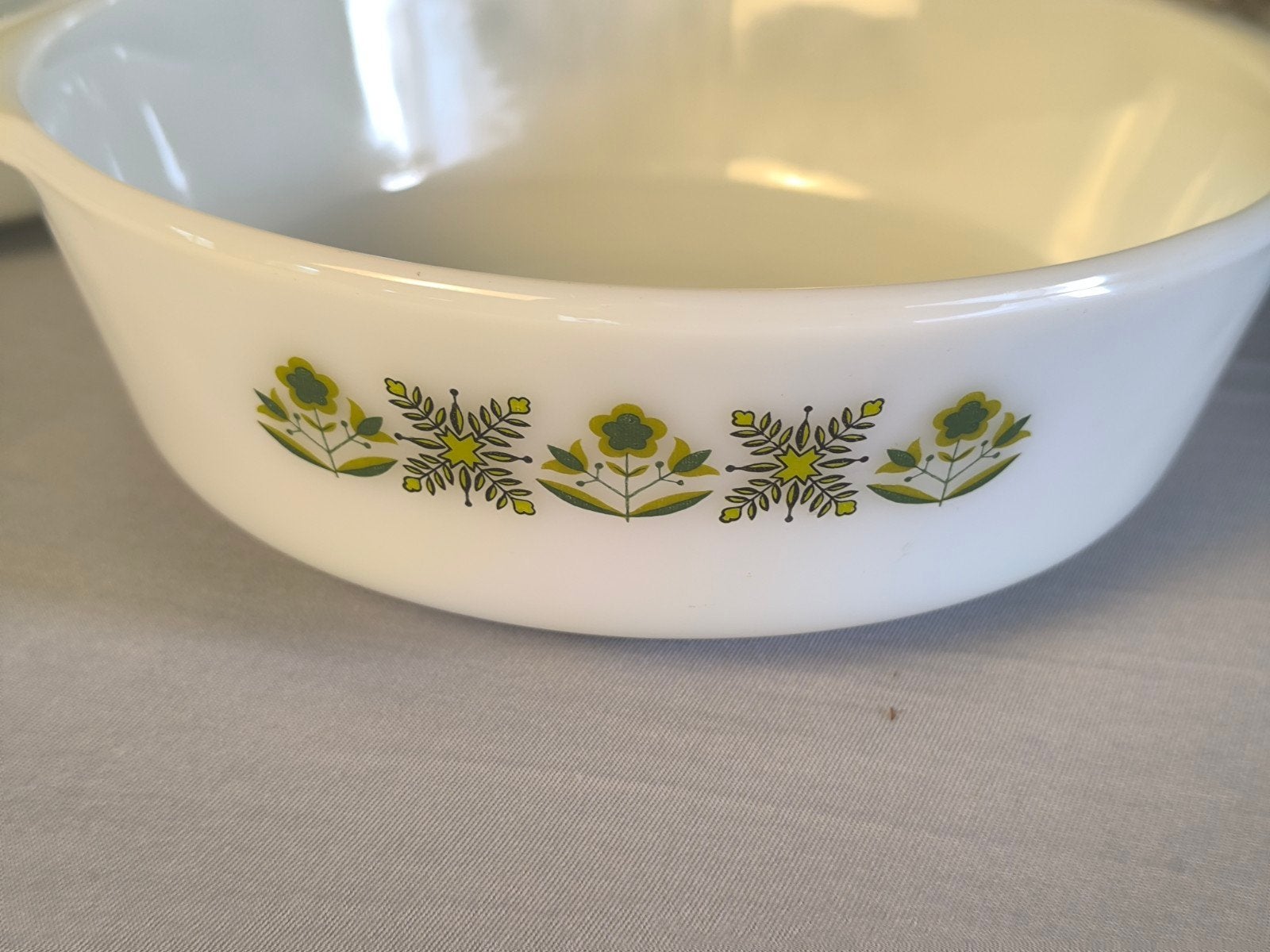 Set van 2 Vintage Fire-King Ovenschalen – Meadow Green (Anch, Ophalen of Verzenden