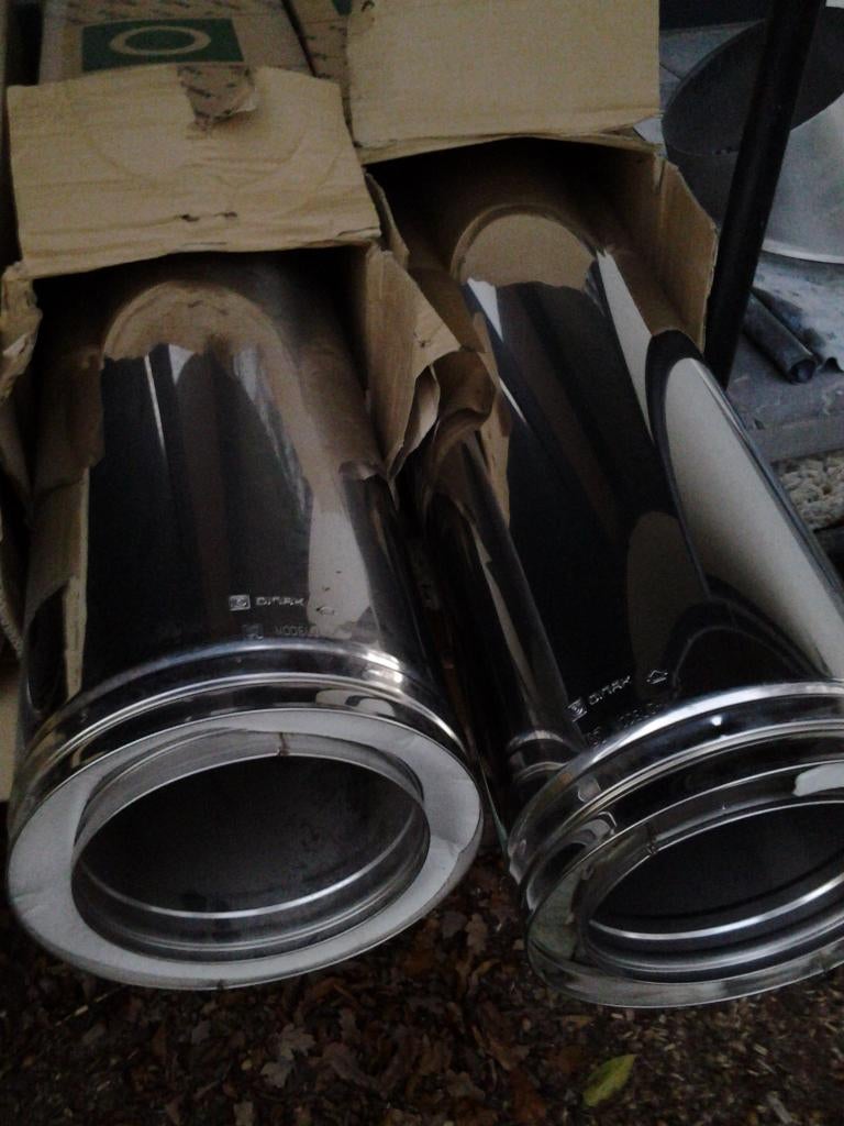 Dubbelwandige roestvrijstalen buizen en dakdoorvoer, Doe-het-zelf en Bouw, Ophalen, Inox, 2 tot 4 meter, Nieuw