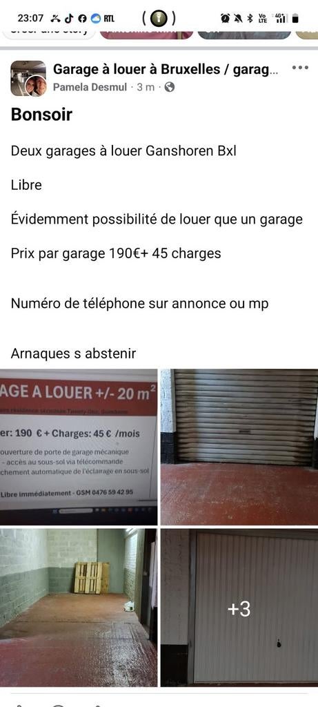 2 garages à louer Ganshoren