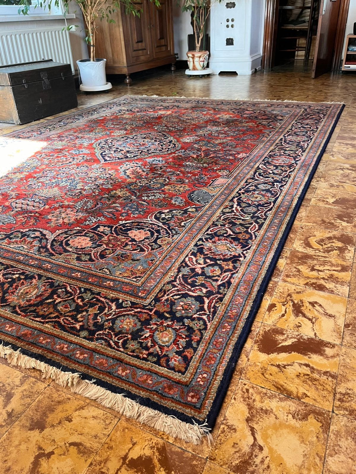 Vintage Louis de Poortere tapijt Samarkand 285x201cm, Enlèvement