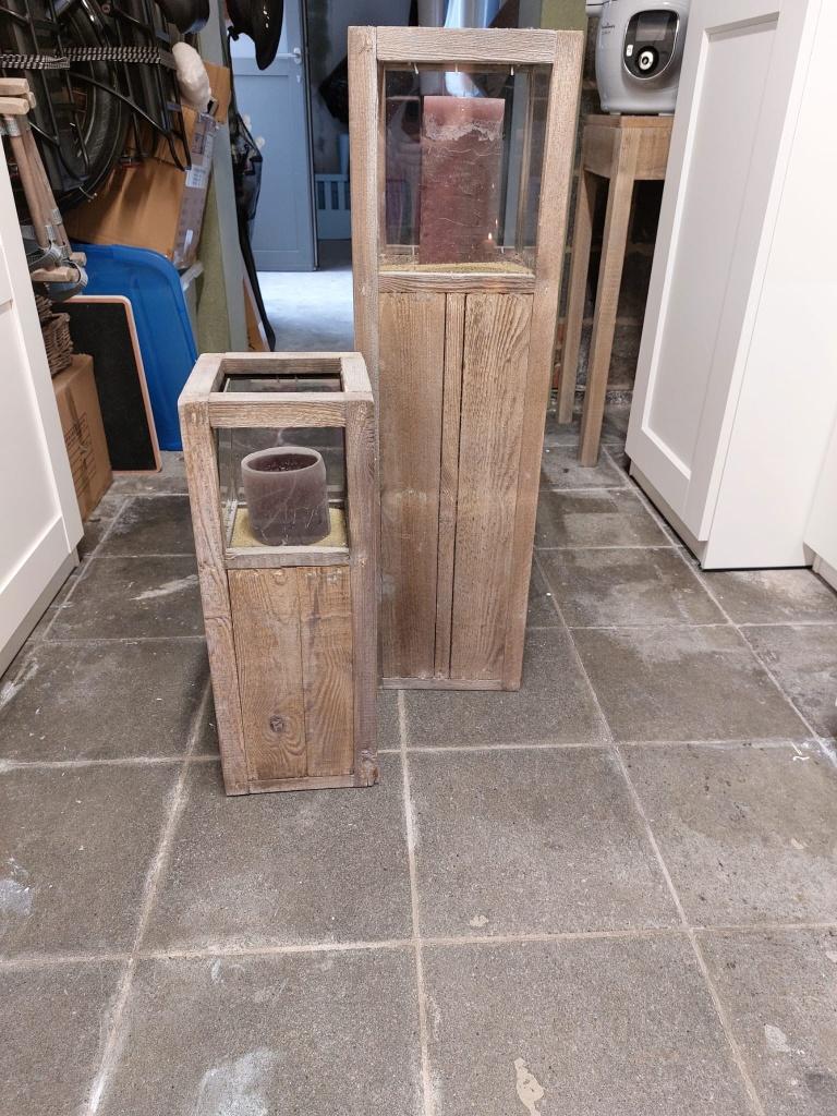 2 bougeoirs en bois pour la terrasse, Brun, Utilisé, Bois, Chandelier