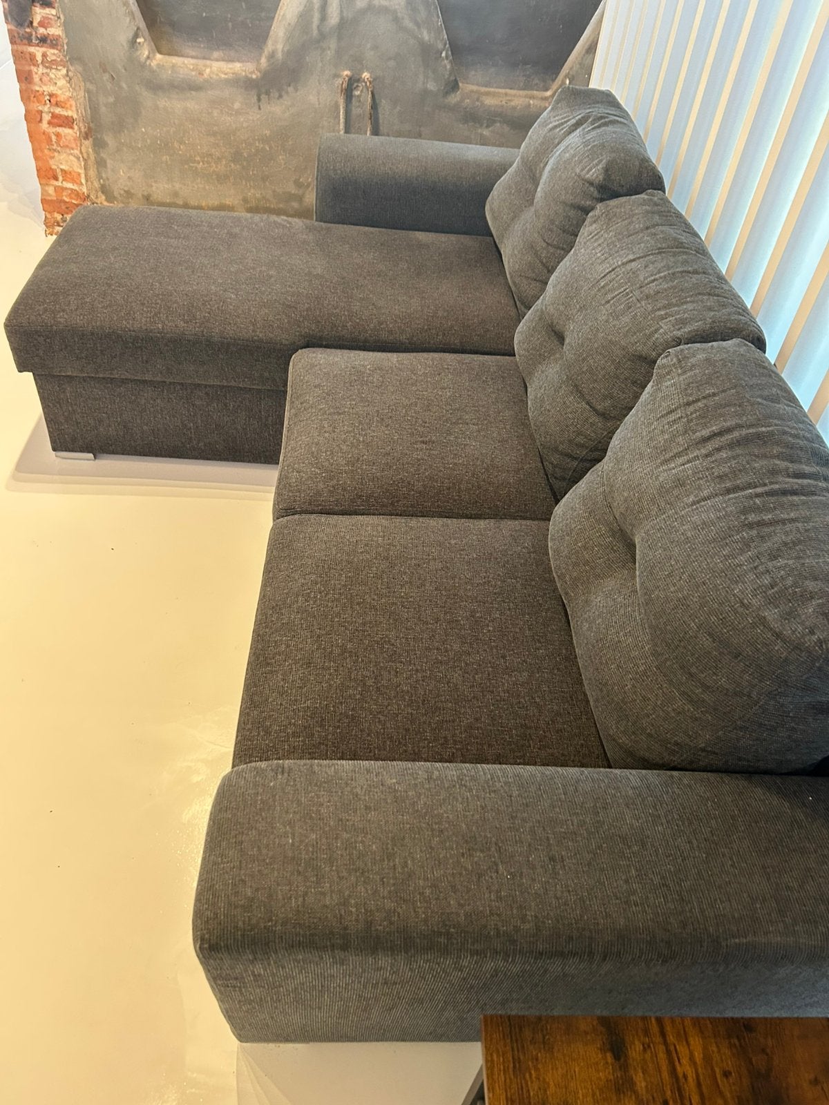 JYSK VEJLBY slaapbank met chaise longue – donkergrijs, Ophalen, Zo goed als nieuw