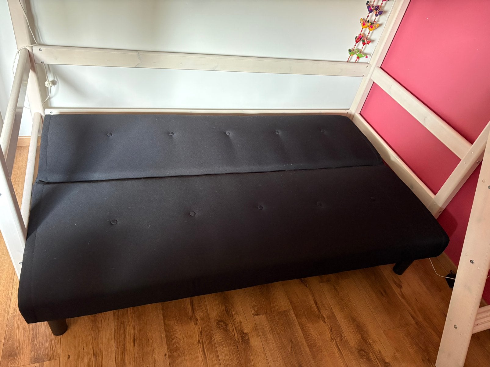 Divan lit noir, Maison & Meubles, Chambre à coucher | Canapés-lits, 100 cm, Comme neuf, Enlèvement, 190 cm ou moins