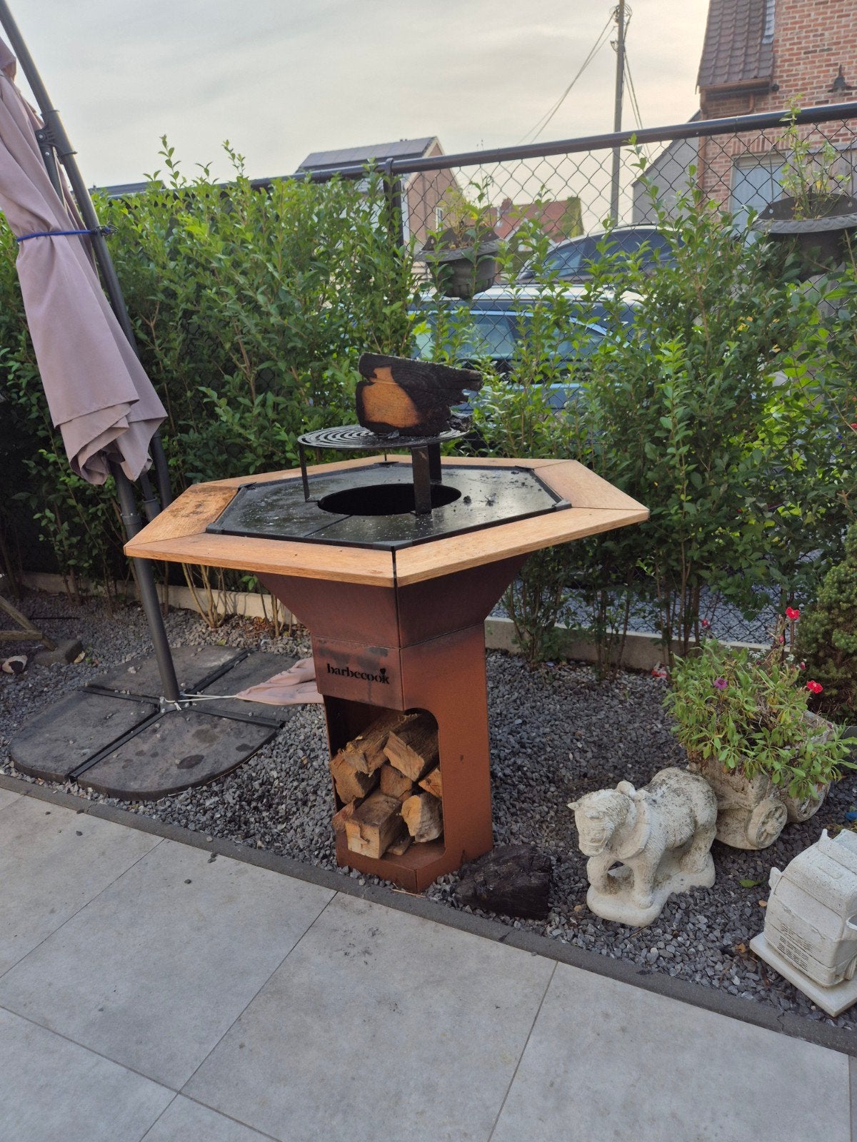 barbeque  in cortenstaal, Tuin en Terras, Ophalen, Gebruikt, Barbecook, Met accessoires