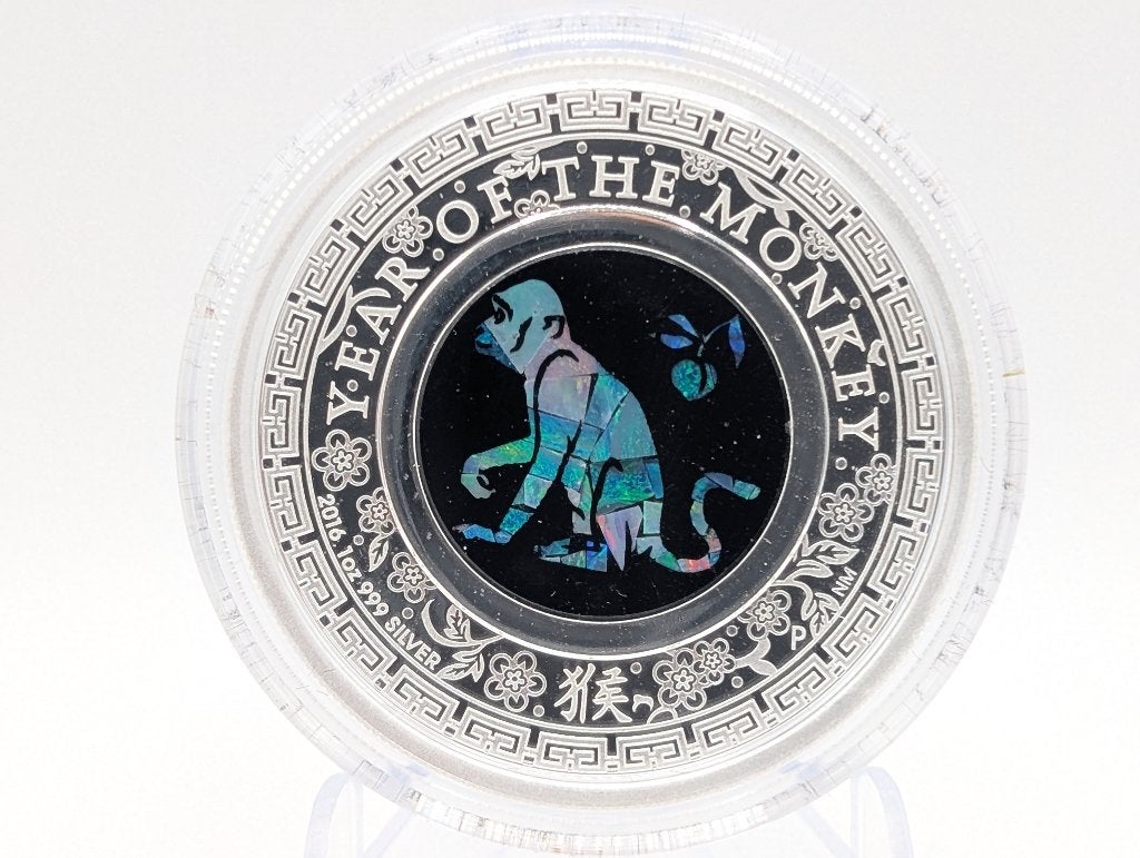 Opal Lunar Series - Year of the Monkey 1oz Silver Proof 2016, Ophalen of Verzenden, Zilver