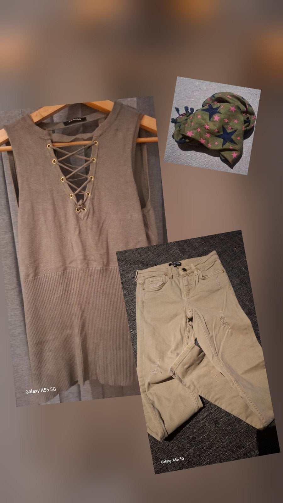 Ensemble Morgan Pantalon beige +Top lacets - xs, Morgan, Enlèvement ou Envoi, Comme neuf