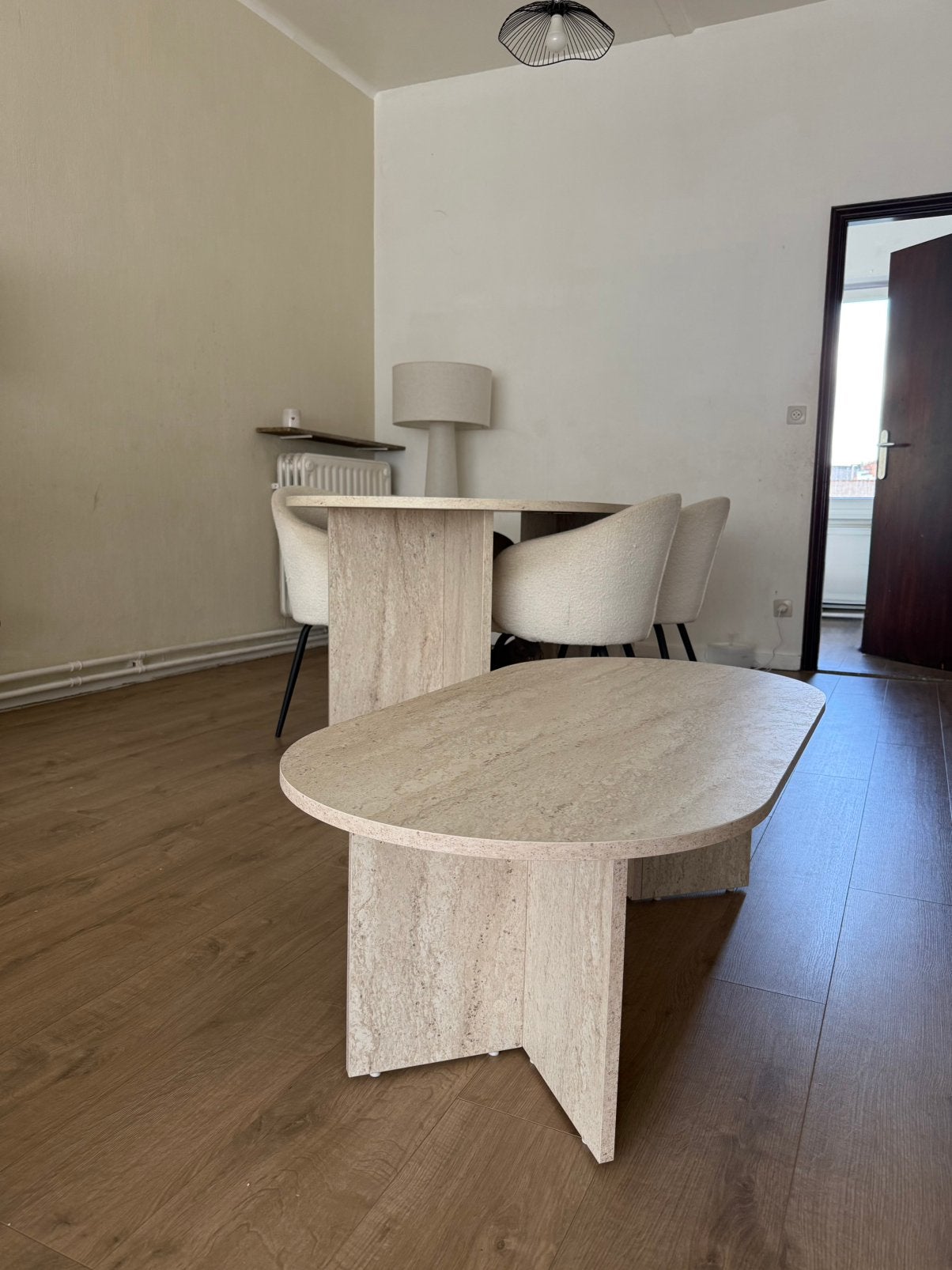 Travertine eettafel & Salontafel, Ophalen