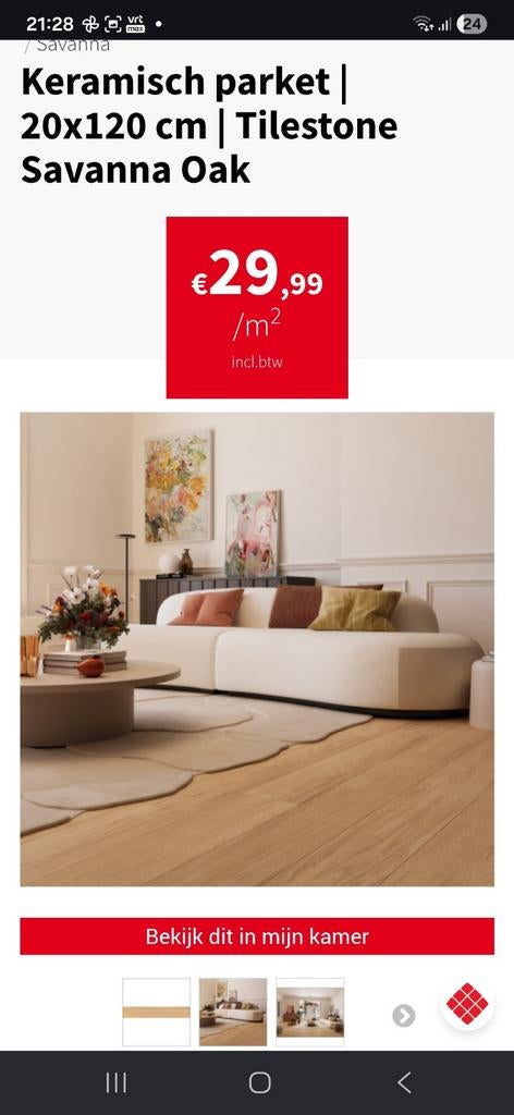 Keramisch parket Savanna Oak nieuw in verpakking  34,5m², Doe-het-zelf en Bouw, Ophalen, Parket