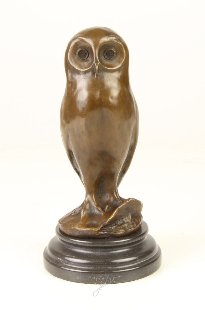Sculpture de hibou classique en bronze, inspirée de Milo
