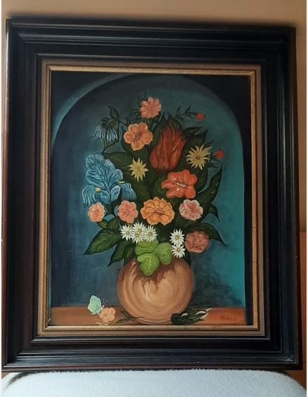 schilderij, Peint à la main, Peinture à l'huile, Enlèvement, Fleurs