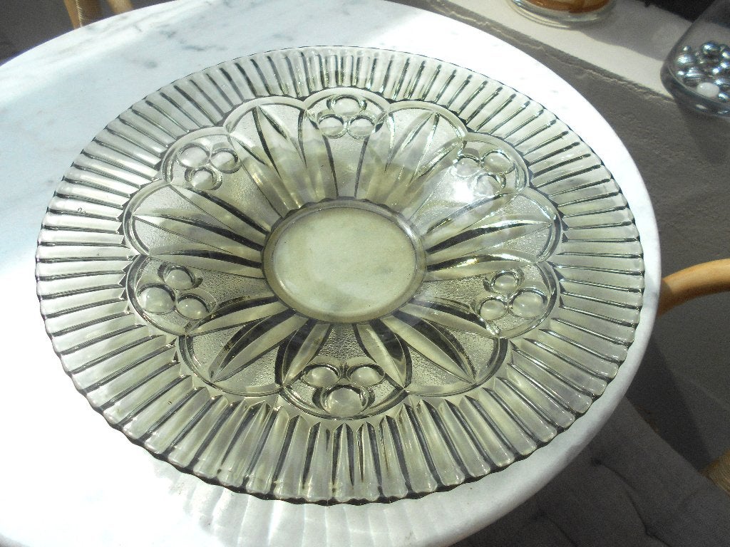 magnifique ancien plat verre fumé Art Déco Tchecoslovaquia, Antiquités & Art, Enlèvement