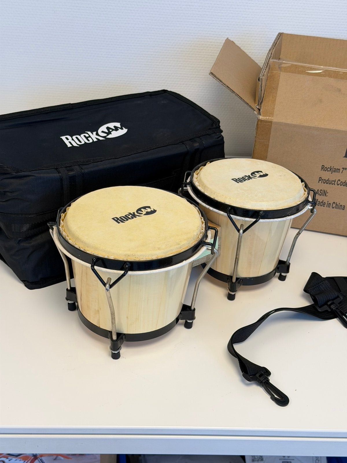 Ensemble de bongos RockJam 7” 8” neuf sac et clé de réglage, Musique & Instruments, Percussions, Neuf, Enlèvement ou Envoi
