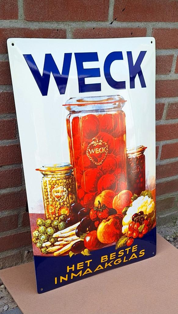 Pracht nieuw Weck emaille reclamebord., Collections, Marques & Objets publicitaires, Neuf, Panneau publicitaire, Enlèvement ou Envoi