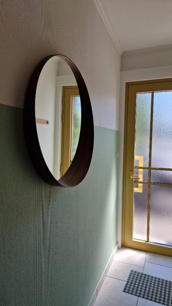 Miroir STOCKHOLM, placage de noyer, 80 cm (comme neuf), Maison & Meubles, Moins de 100 cm, Rond, Comme neuf, Enlèvement
