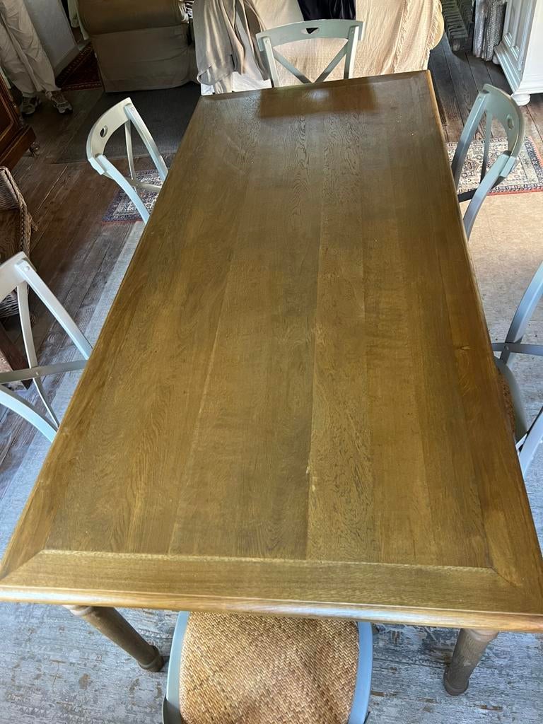 Landelijke eettafel met 6 stoelen DRINGEND WEG, Huis en Inrichting, Ophalen, Zo goed als nieuw