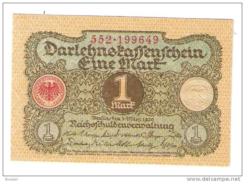 notgeld Berlin 1 mark 1/3/1920, Postzegels en Munten, Verzenden, Duitsland, Los biljet