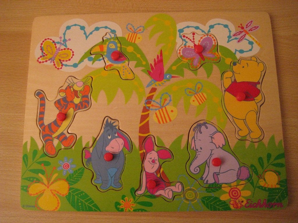 Houten puzzel Eichhorn – Dieren in de jungle, Enlèvement ou Envoi, 2 à 4 ans, Comme neuf, Moins de 10 pièces