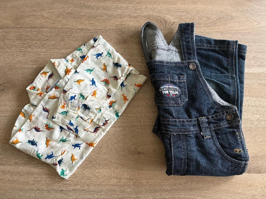 P'Tit Filou hemdje + Tom Tailor Baby jeanssalopette (9mnd), Ophalen, Overige typen, Zo goed als nieuw, Jongetje