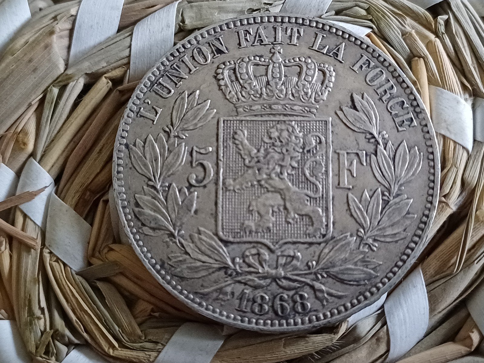 BELGIË 5 FRANK 1868 LEOPOLD 2, Zilver, Ophalen of Verzenden, Losse munt, Zilver
