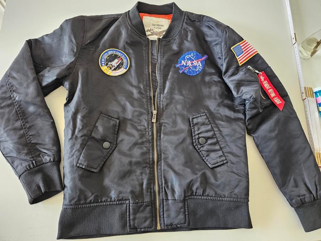 Veste bomber NASA Apollo pour homme, taille L, noire, avec é, Enlèvement ou Envoi, Taille 52/54 (L), Noir