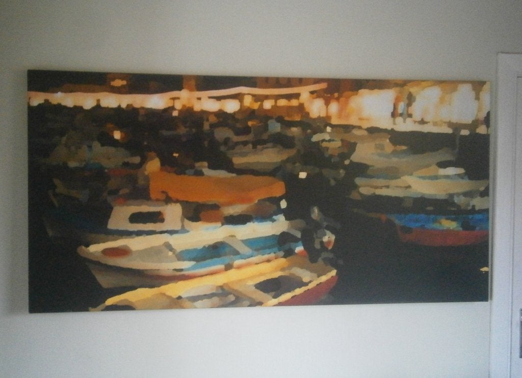 Canvas-olieverf schilderij, Huis en Inrichting, Ophalen, 125 cm of meer, Zo goed als nieuw, Schilderij