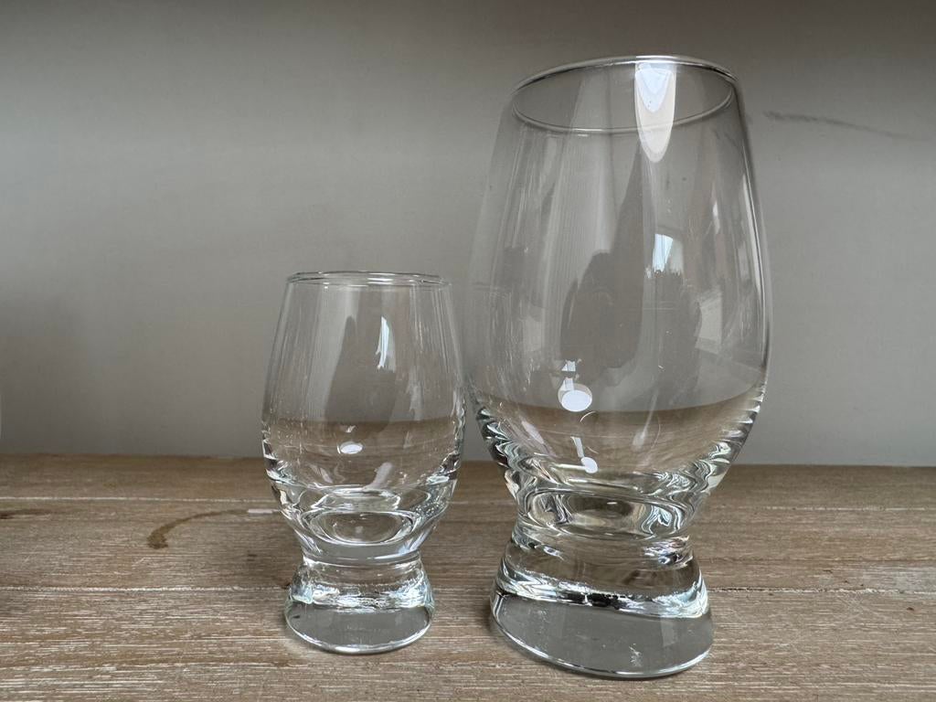 Set van 12 apero en druppelglazen, Ophalen, Zo goed als nieuw