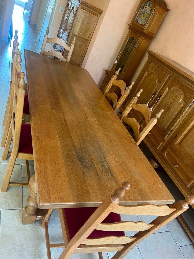 Eiken eetplaats, Huis en Inrichting, Ophalen, Gebruikt, 6 tot 8 stoelen