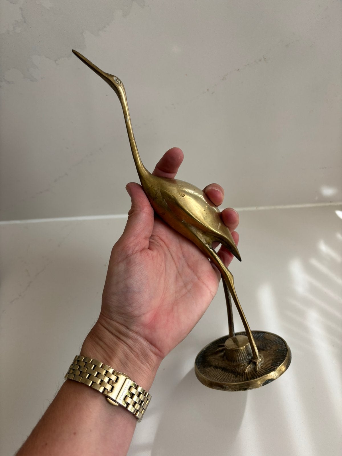 Vintage messing kraanvogel 28cm, Ophalen of Verzenden, Zo goed als nieuw