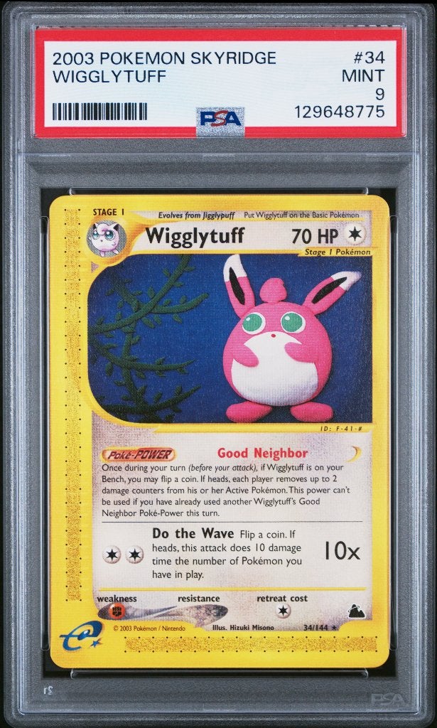 Pokemon Wiigglytuff Skyridge Rare e-Reader Series PSA 9 WOTC, Ophalen of Verzenden, Zo goed als nieuw, Losse kaart