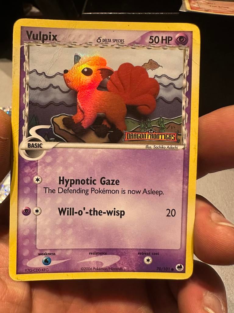 Pokémon Vulpix 70/101 Ex Dragon Frontiers holo stamped, Hobby en Vrije tijd, Verzamelkaartspellen | Pokémon, Zo goed als nieuw