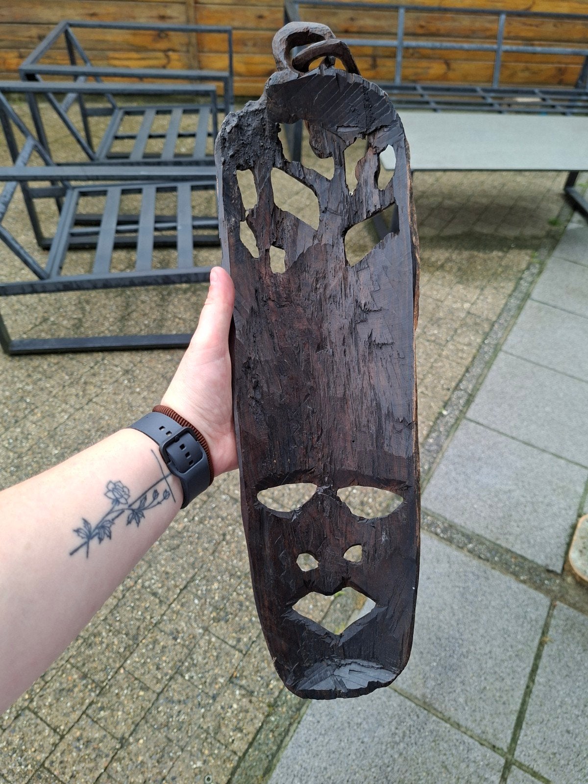 Afrikaans handgesneden houten wandmasker, Hobby en Vrije tijd, Ophalen