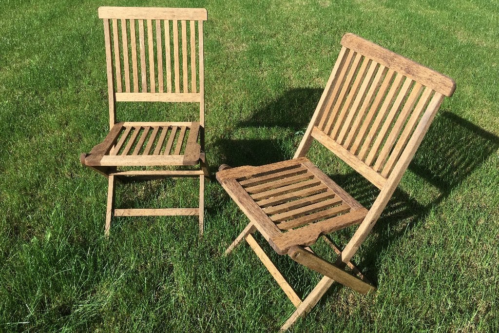 2 inklapbare tuinstoelen - teak - hout, Tuin en Terras, Ophalen, Gebruikt, Hout, Inklapbaar