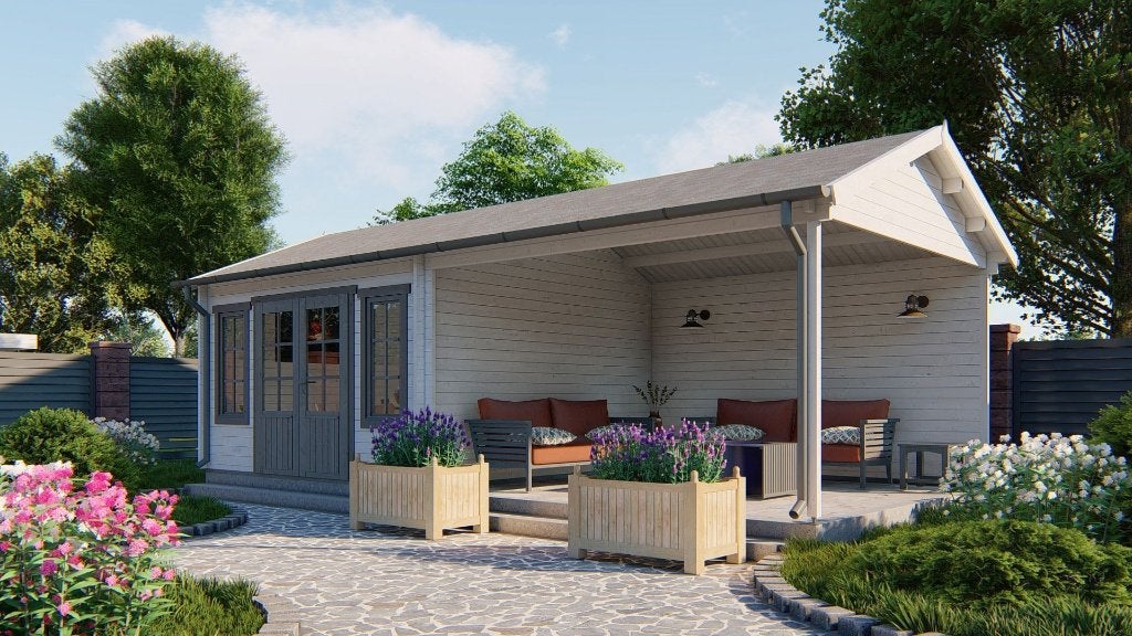 Blokhut - Tuinhuis Kwaspa | 44 mm | vuren onbehandeld, Verzenden, Nieuw