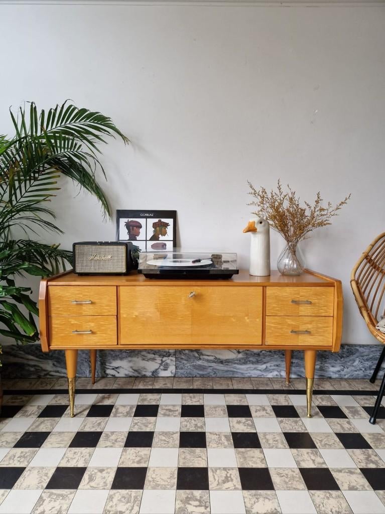 Vintage sixties dressoir | tv-meubel | platenspeler meubel, Huis en Inrichting, Ophalen, Gebruikt, 100 tot 150 cm, Vintage sixties