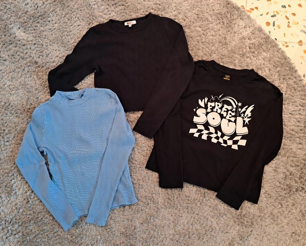 3 t-shirts met lange mouwen, Kinderen en Baby's, Kinderkleding | Maat 164, Meisje, Ophalen of Verzenden, Zo goed als nieuw, Shirt of Longsleeve