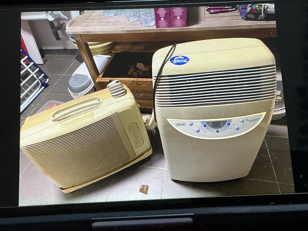 Mobiele split airco Delonghi eco pac fx 400, Elektronische apparatuur, Airco's, Ophalen, Gebruikt, 100 m³ of groter, Koelen en Ontvochtigen
