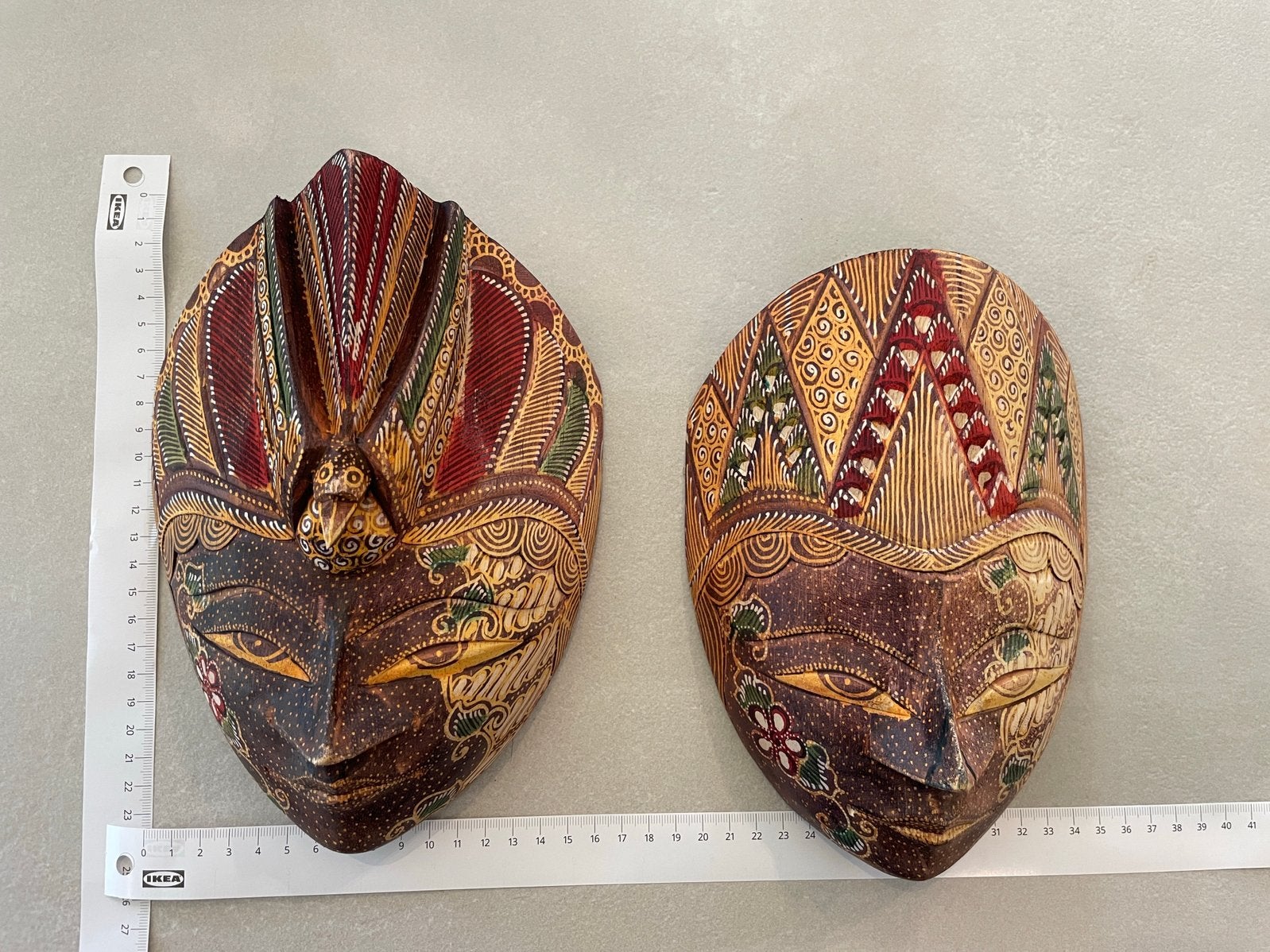 Indonesische houten maskers, Antiquités & Art, Enlèvement ou Envoi, À accrocher, Indonésie, Multicolore