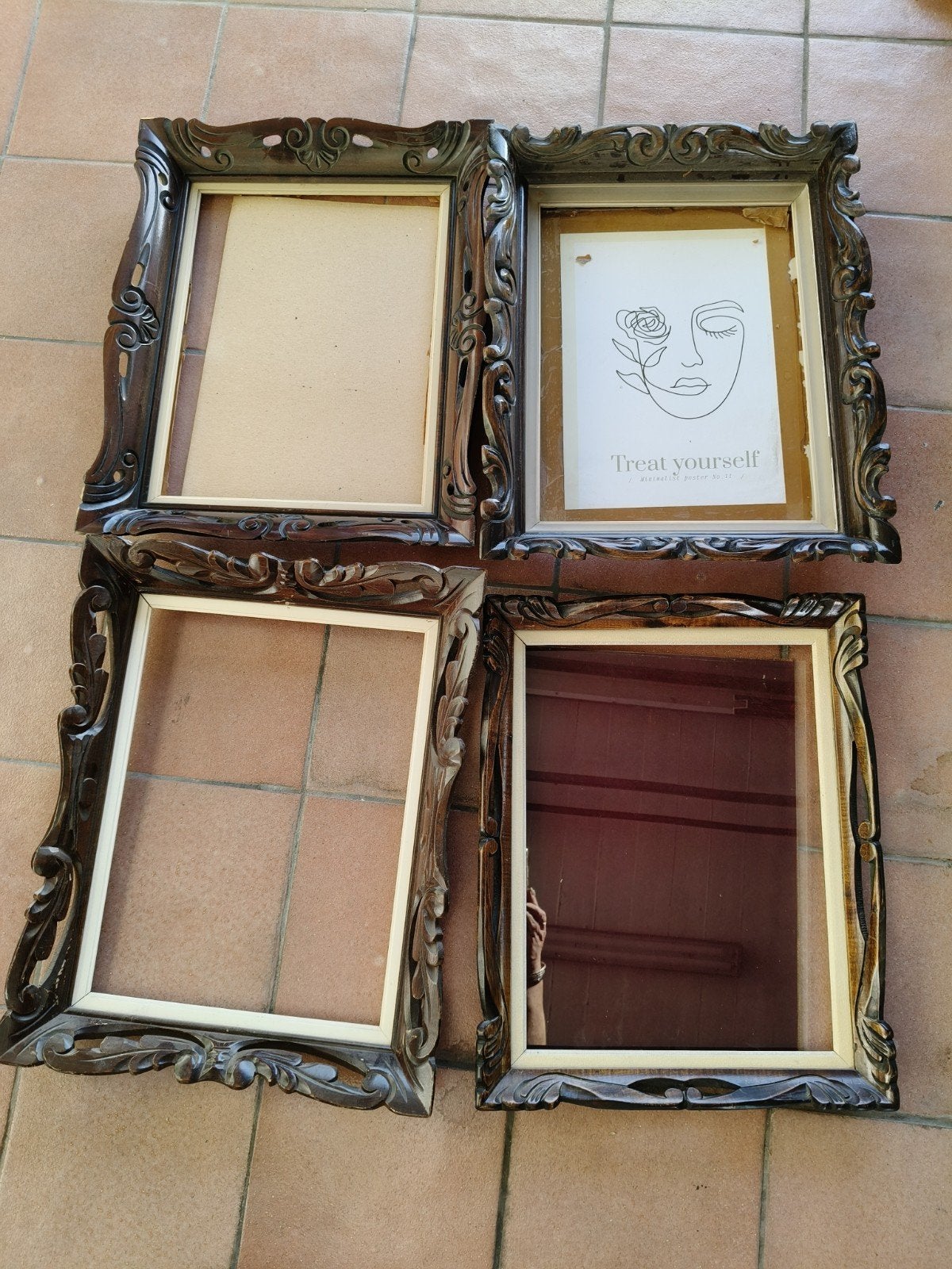 4 vintage fotokaders, Ophalen, Gebruikt, Hout, Standaard fotolijst