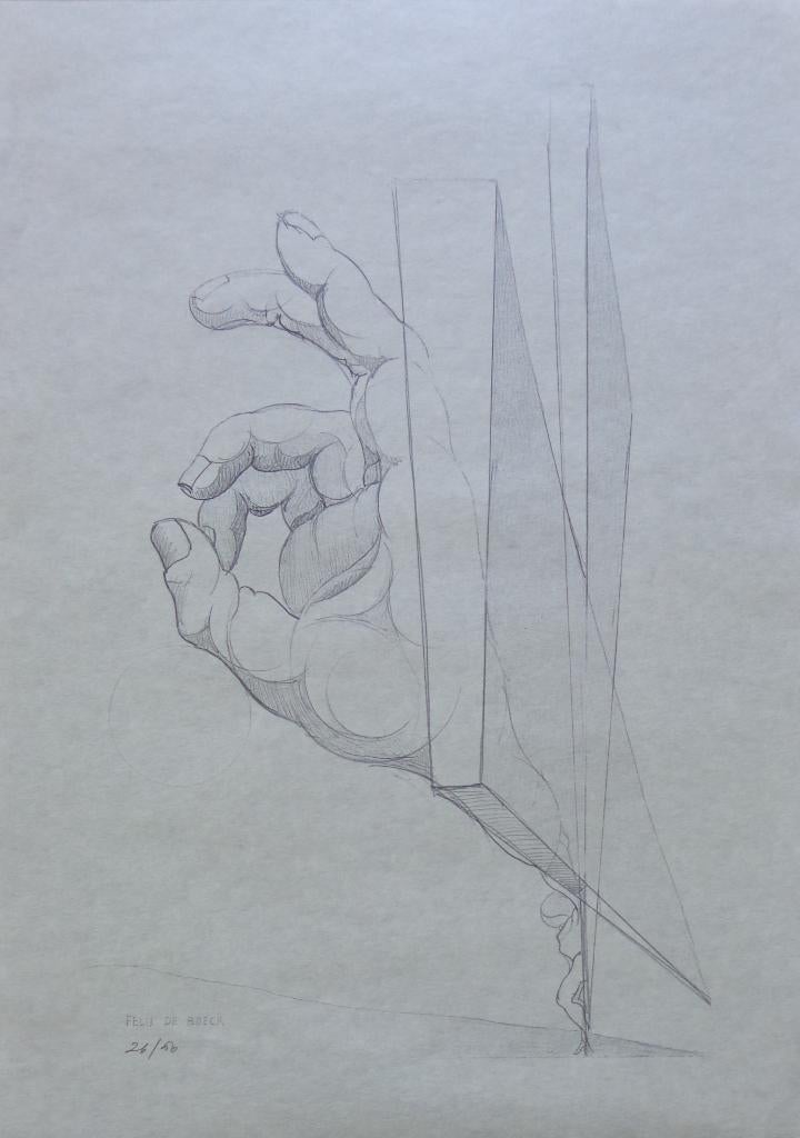 FELIX DE BOECK / HAND / ZW-W LITHO / 45x32cm, Ophalen of Verzenden