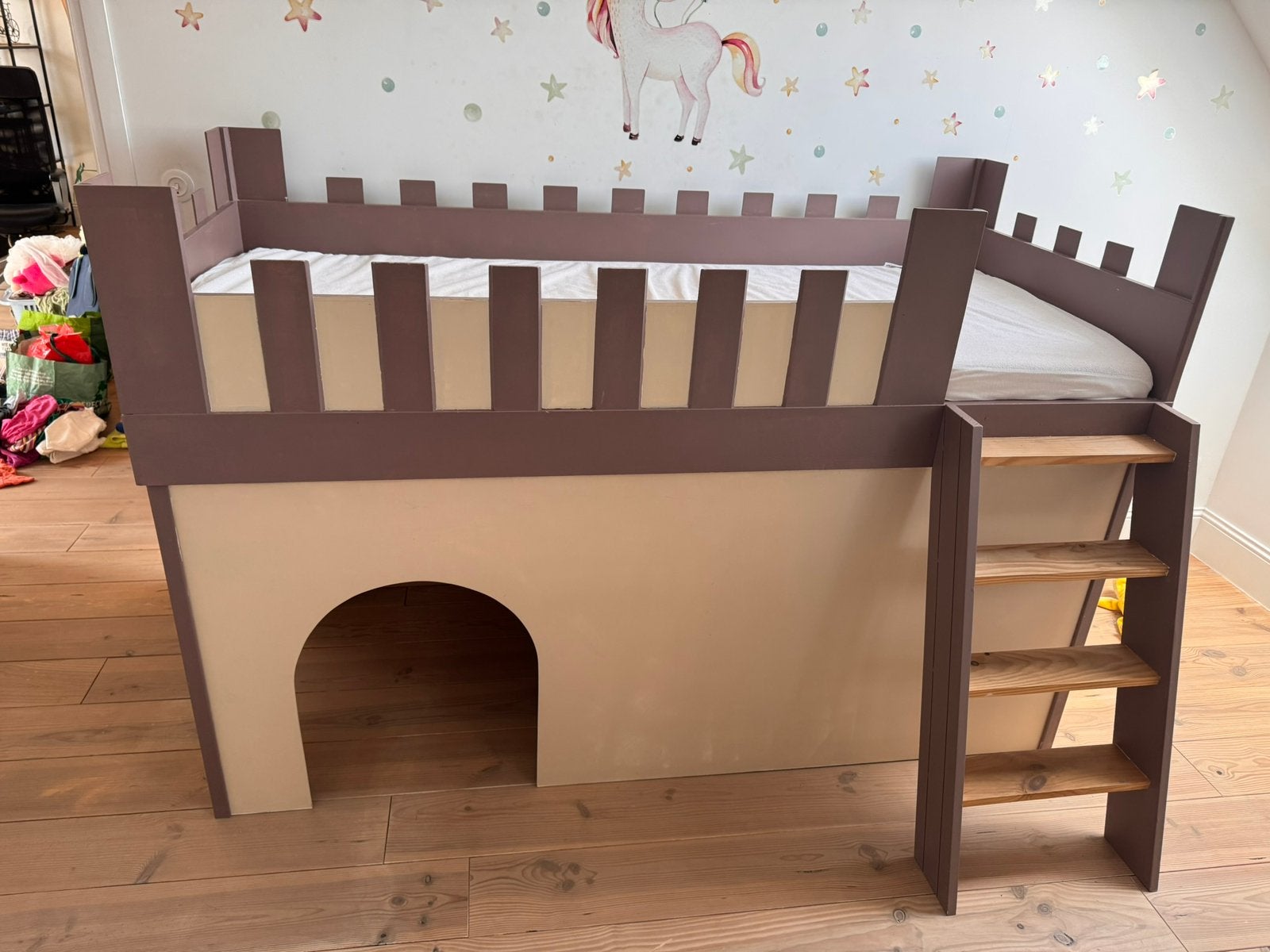 Kasteelbed 90x200, Ophalen, Gebruikt, Halfhoogslaper
