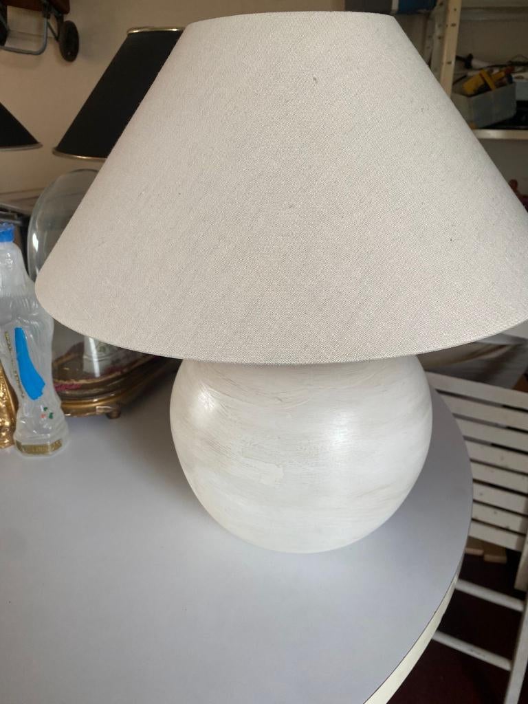 grijs/ witte lamp voor op een tafeltje, Ophalen, Zo goed als nieuw, Kunststof