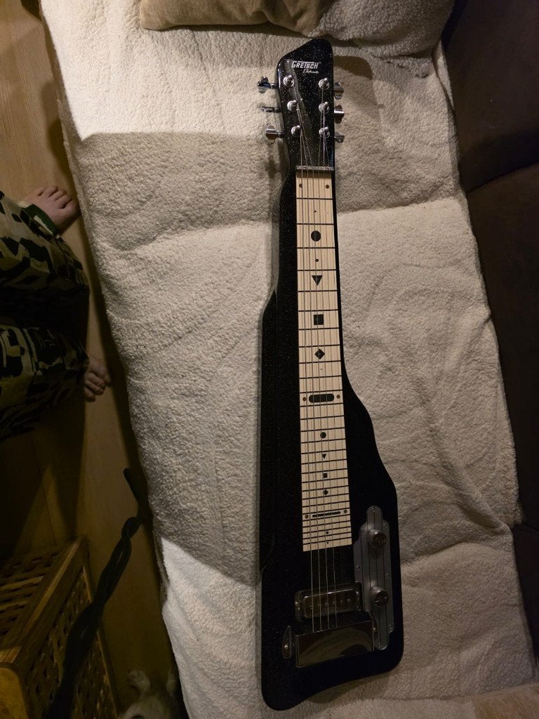 Gretsch Lapsteel Black Sparkle + NIEUWE Boss Katana Mini, Ophalen, Zo goed als nieuw