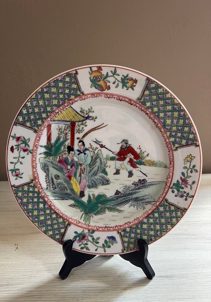 Assiette chinoise ancienne Famille Rose - Guangdong - Ø 26,2, Antiquités & Art, Enlèvement ou Envoi